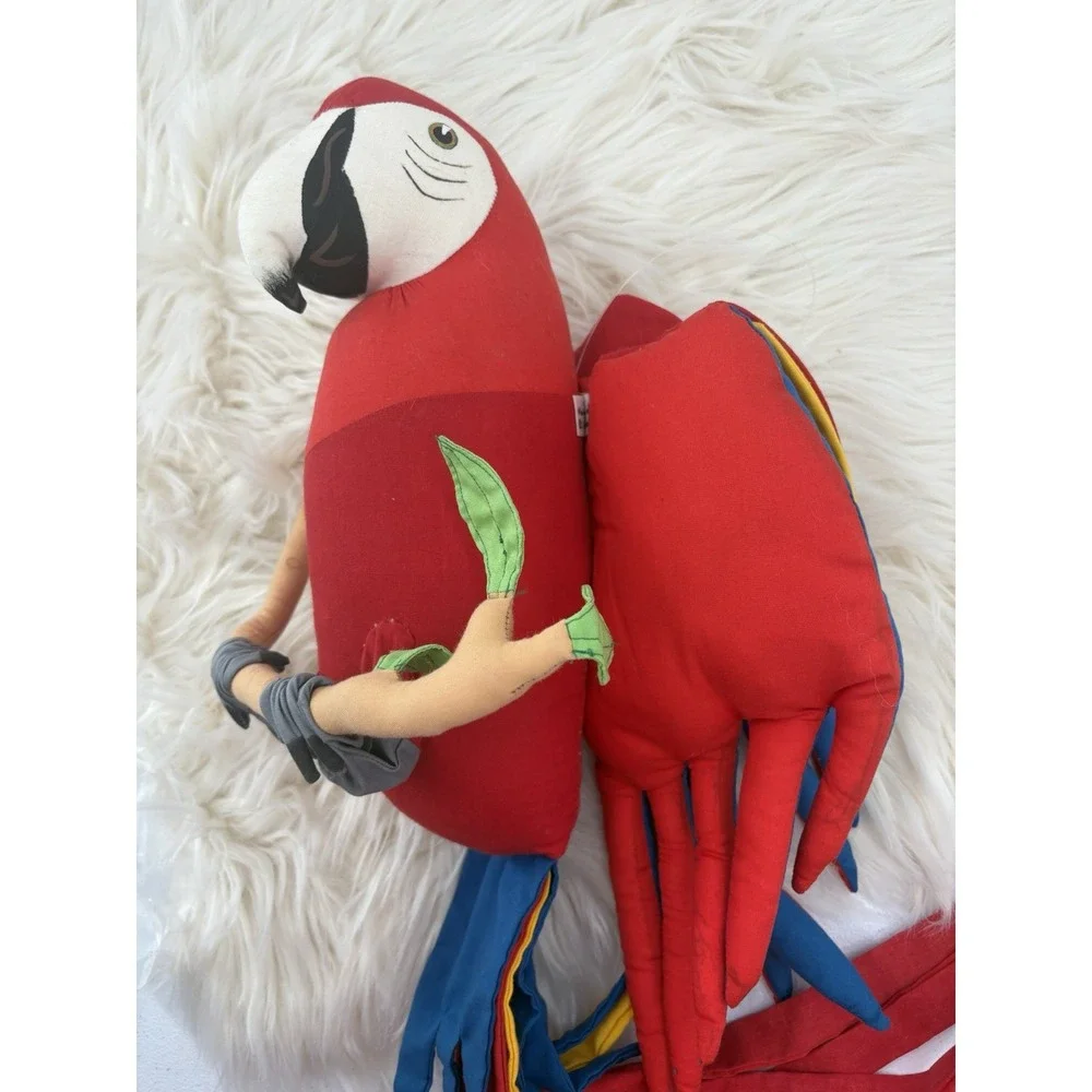 Vtg Handmade‎ PARROT Plush Multicolor Fabric Garden Decor Large Colombia 29